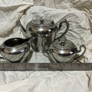 Classic Silver Tea Set with Creamer and Sugar Bowl